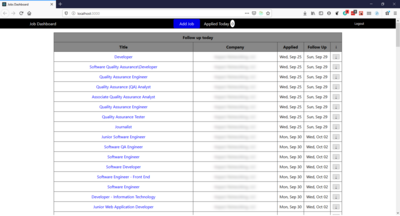 Jobs Dashboard screenshot 1